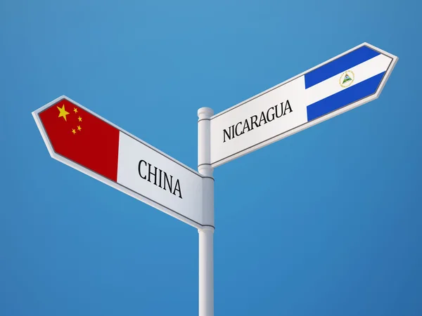 Kina Nicaragua tecken flaggor koncept — Stockfoto
