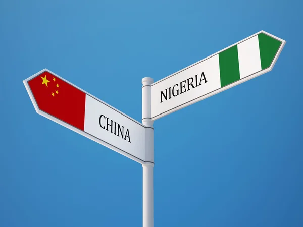 Chine Nigeria Signer Drapeaux Concept — Photo