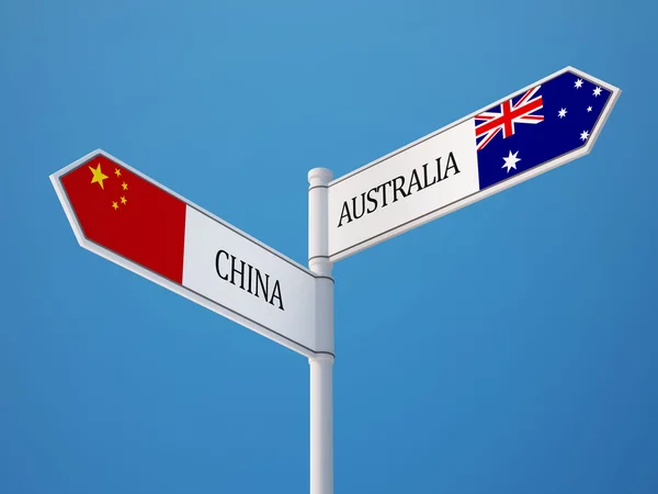 Australie Chine signe drapeaux concept — Photo