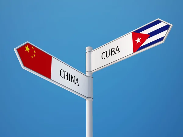 Cuba China  Sign Flags Concept — Stock Photo, Image