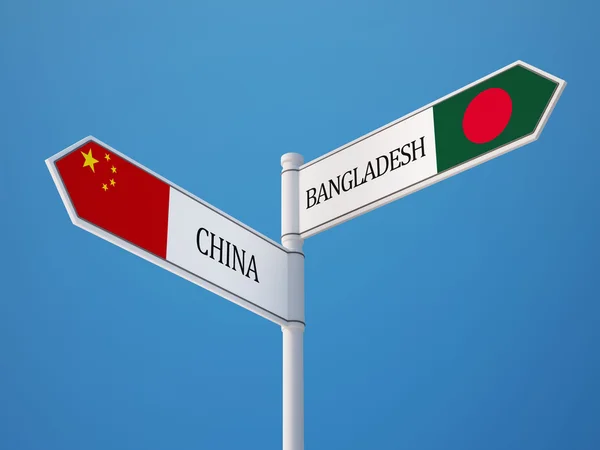 Bangladesh Chine Signer Drapeaux Concept — Photo