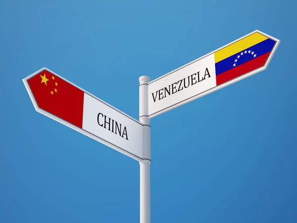 Conceito de bandeiras de sinais da Venezuela China — Fotografia de Stock