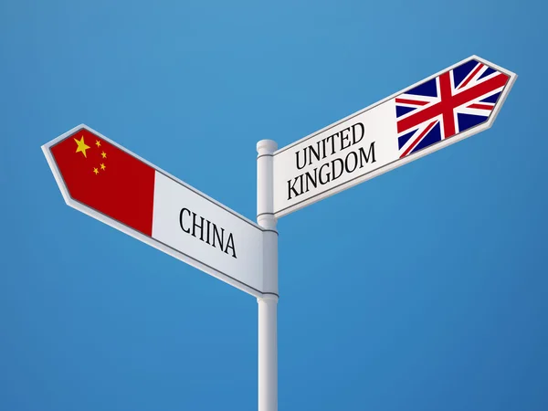 Reino Unido China Signo Bandeiras Conceito — Fotografia de Stock