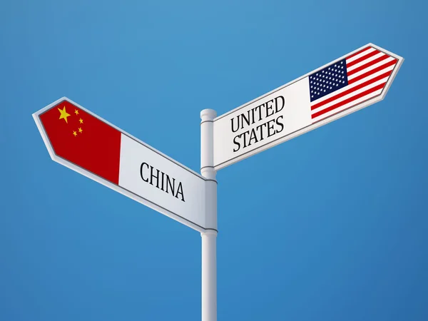 United States China  Sign Flags Concept — Stock Photo, Image