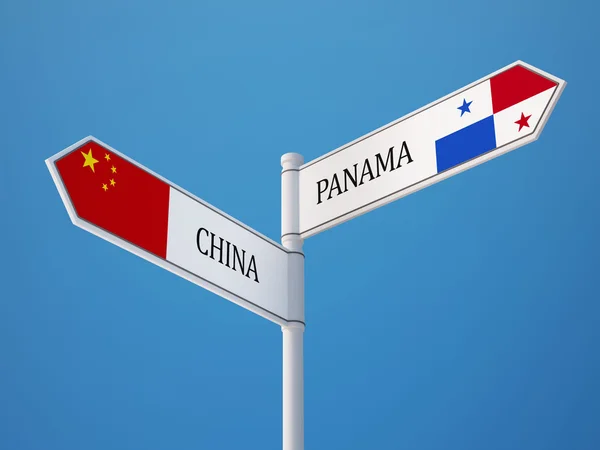 Panama Cina firma il concetto di bandiere — Foto Stock