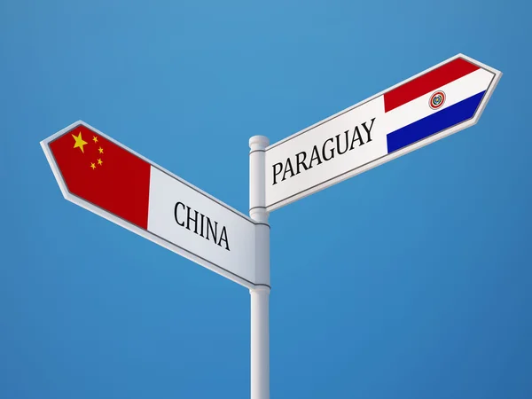 Paraguay China teken vlaggen Concept — Stockfoto