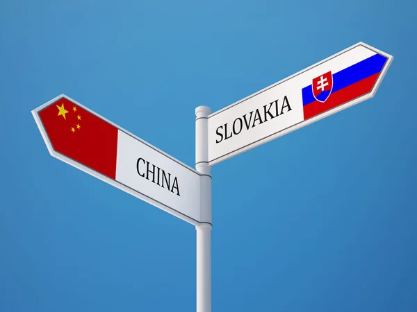 Eslovaquia China Sign Flags Concept —  Fotos de Stock