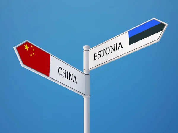 Estland China teken vlaggen Concept — Stockfoto