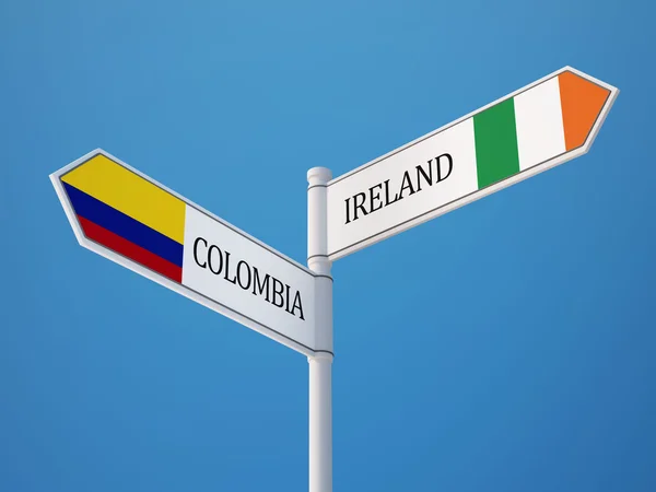 Colombia Irland tecken flaggor koncept — Stockfoto