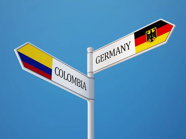 Colombia Alemania Firma el concepto de banderas —  Fotos de Stock