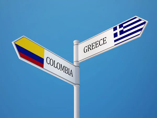 Colombia Greece  Sign Flags Concept — Stock Photo, Image