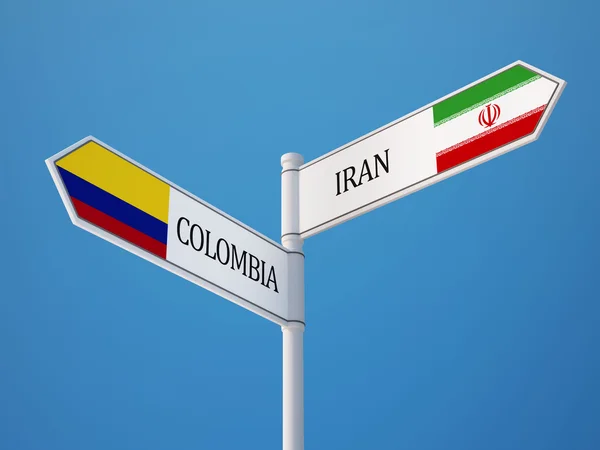 Colombia Iran  Sign Flags Concept — Stock Photo, Image