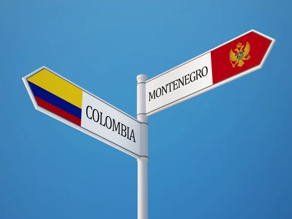 Colombia Montenegro Colombia Firma el concepto de banderas —  Fotos de Stock