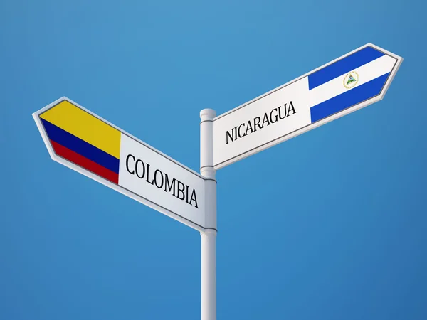 Colombie Nicaragua Signer Drapeaux Concept — Photo