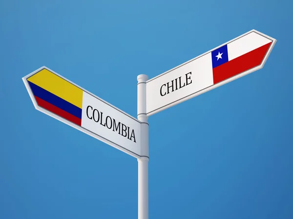 Colombie Chili Signer Drapeaux Concept — Photo