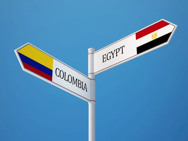 Colombia Egypt  Sign Flags Concept — Stock Photo, Image