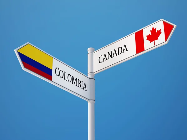 Colombia Kanada tecken flaggor koncept — Stockfoto