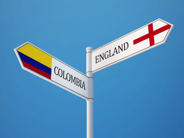 Colombia England  Sign Flags Concept — Stock Photo, Image