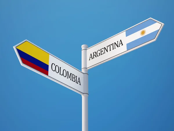Colombia Argentinië teken vlaggen Concept — Stockfoto