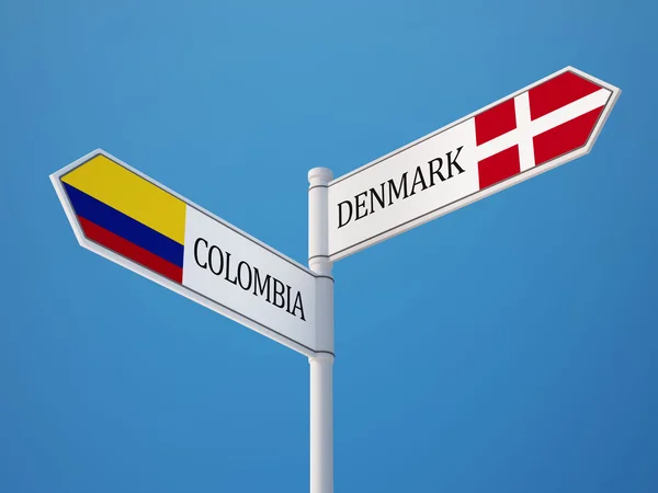 Dinamarca Colombia Firma el concepto de banderas — Foto de Stock