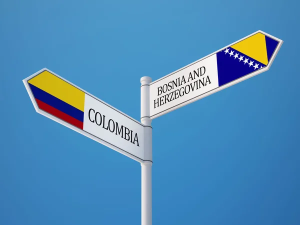 Bosnië en Herzegovina Colombia n teken vlaggen Concept — Stockfoto