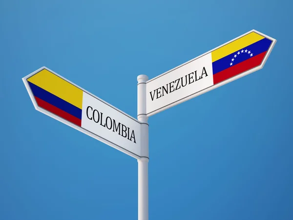 Conceito de Bandeiras de Sinais da Venezuela Colômbia — Fotografia de Stock