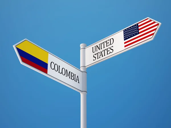 United States Colombia  Sign Flags Concept — Stock Photo, Image