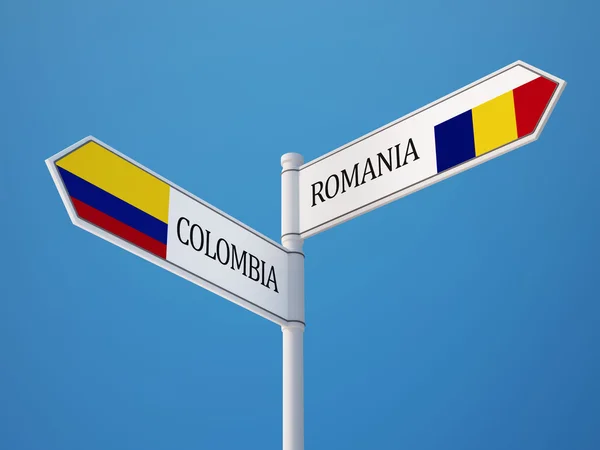 Romania Colombia  Sign Flags Concept — Stock Photo, Image