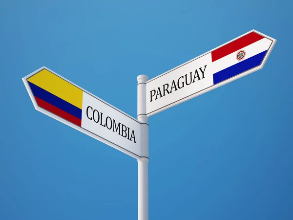 Paraguay Colombia tecken flaggor koncept — Stockfoto