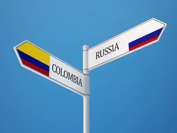 Russland kolumbien unterzeichnen flaggen konzept — Stockfoto