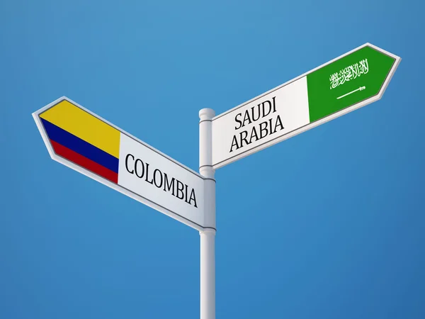 Saudi Arabia Colombia  Sign Flags Concept — Stock Photo, Image