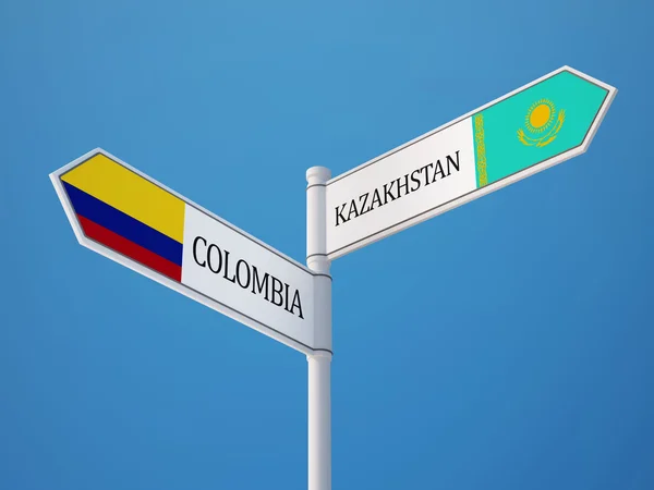 Kazajstán Colombia Sign Flags Concept —  Fotos de Stock