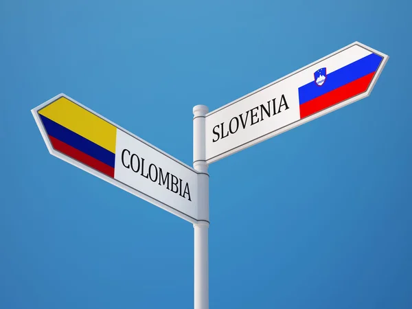 Slovenia Colombia Firmare Bandiere Concetto — Foto Stock