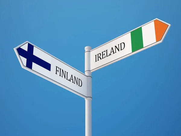 Finland Irland tecken flaggor koncept — Stockfoto