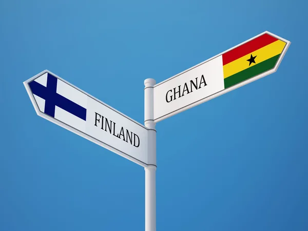 Finlandiya Gana işaret bayrakları kavramı — Stok fotoğraf