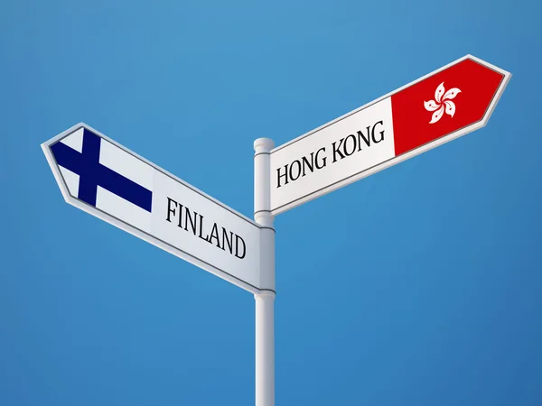 Finland Hong Kong  Sign Flags Concept — Stock Photo, Image