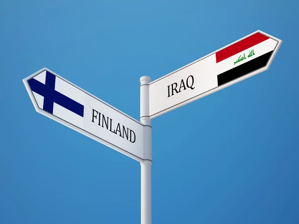 Finsko Irák znamení příznaky koncept — Stock fotografie