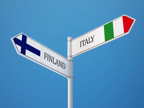 Finlândia Itália Signo Bandeiras Conceito — Fotografia de Stock