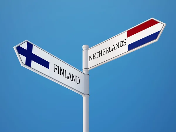 Finlândia Países Baixos Signo Bandeiras Conceito — Fotografia de Stock