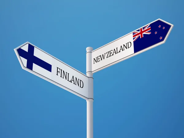 Finlande Nouvelle-Zélande Signer Drapeaux Concept — Photo