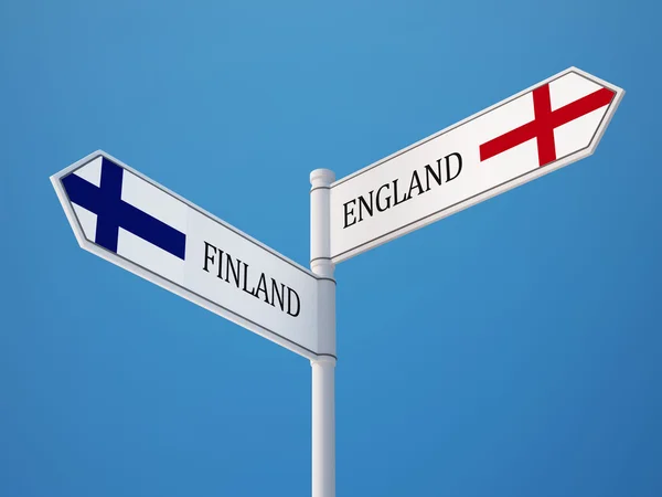 Finland England  Sign Flags Concept — Stock Photo, Image