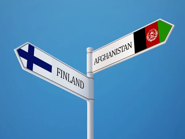 Afghanistan Finland tecken flaggor koncept — Stockfoto