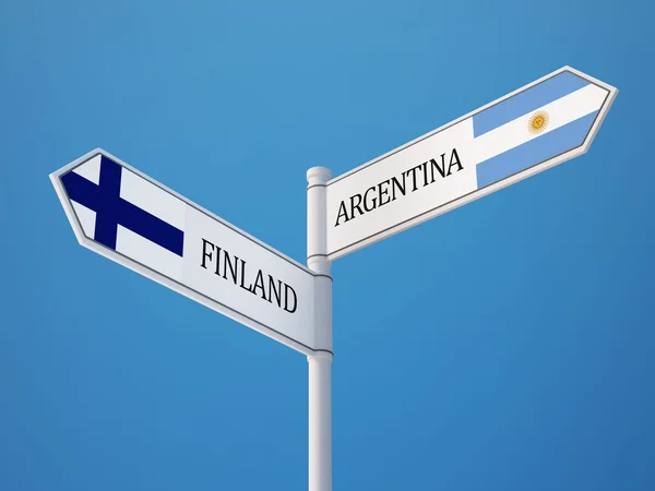 Finnland Argentinien unterzeichnen Flaggen Konzept — Stockfoto