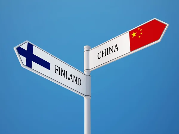 Finland China  Sign Flags Concept — Stock Photo, Image