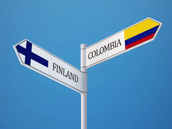 Finland Colombia tecken flaggor koncept — Stockfoto