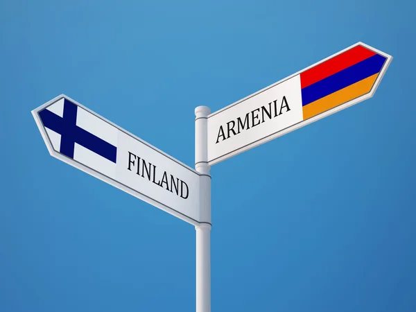 Armenien Finnland Schild Flaggen-Konzept — Stockfoto