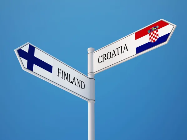 Croatie Finlande Signer Drapeaux Concept — Photo