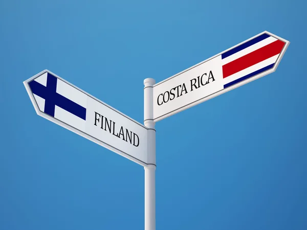 Costa Rica Finland Sign Flags Concept — Stock Photo, Image