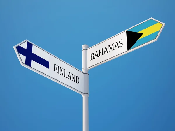 Bahamas Finlande Signer Drapeaux Concept — Photo