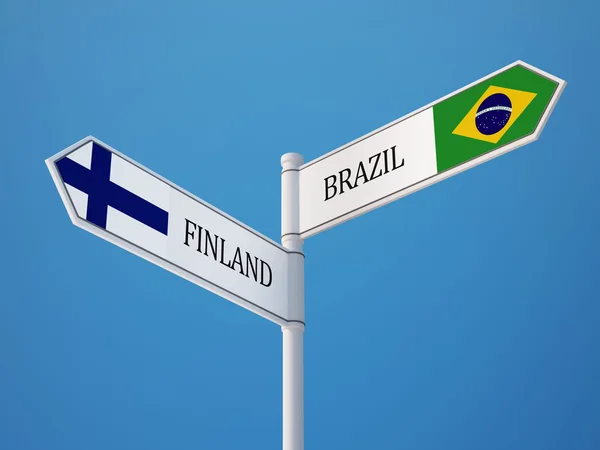 Бразилия Финляндия подписала концепцию флагов — стоковое фото